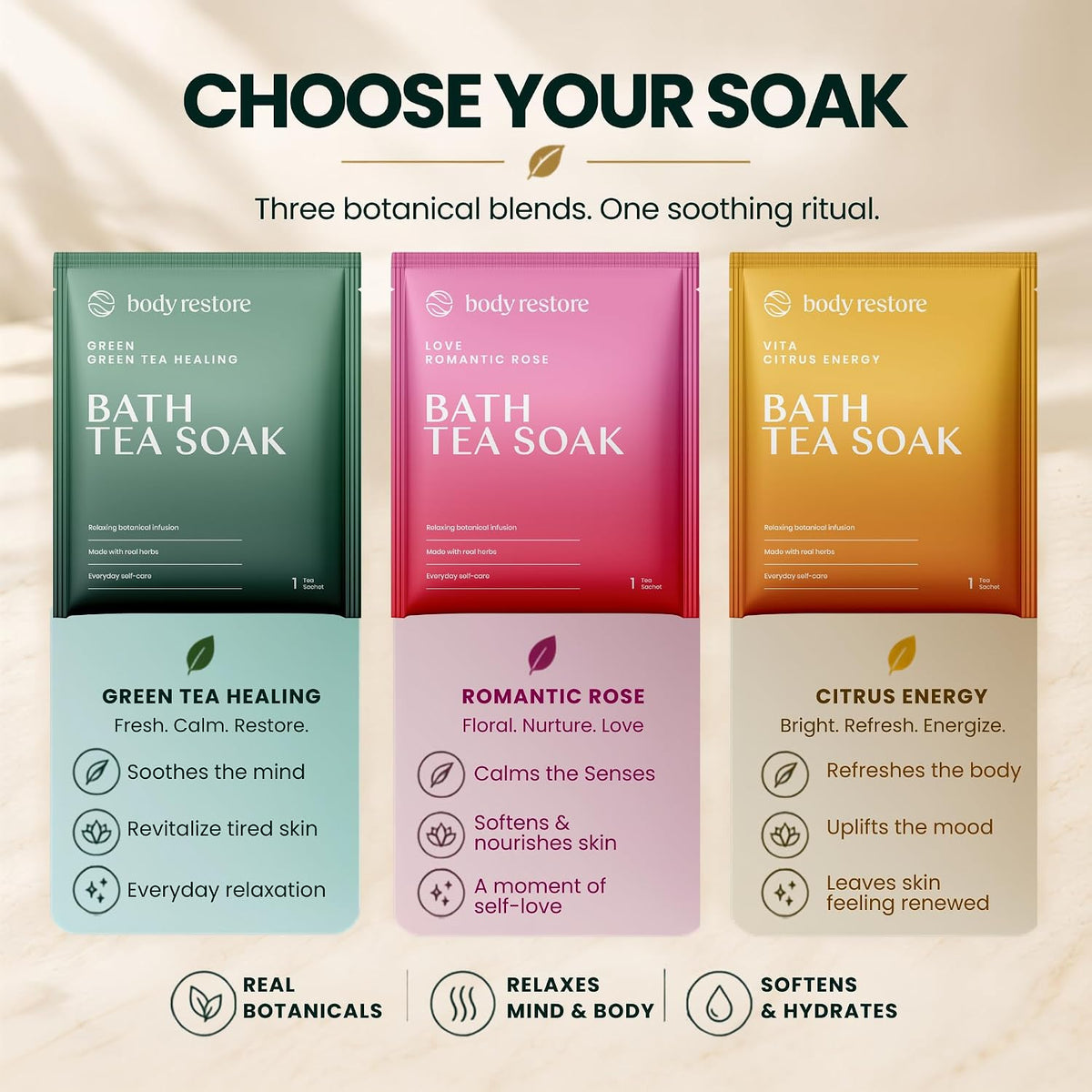 Bath Tea Soaks Birthday Gift for Women & Men - Variety 3 Pack