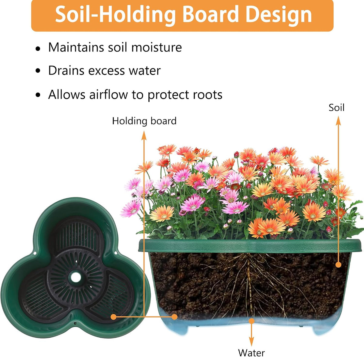 5 Tier Vertical Garden Planter, Self Watering Stackable Planters with Wheels for Strawberries, Herbs, Flowers, Vegetables, Dark Green