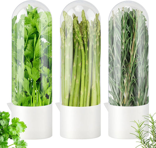 3 Pack Herb Keeper for Refrigerator, Fresh Herb Saver for Cilantro, Parsley