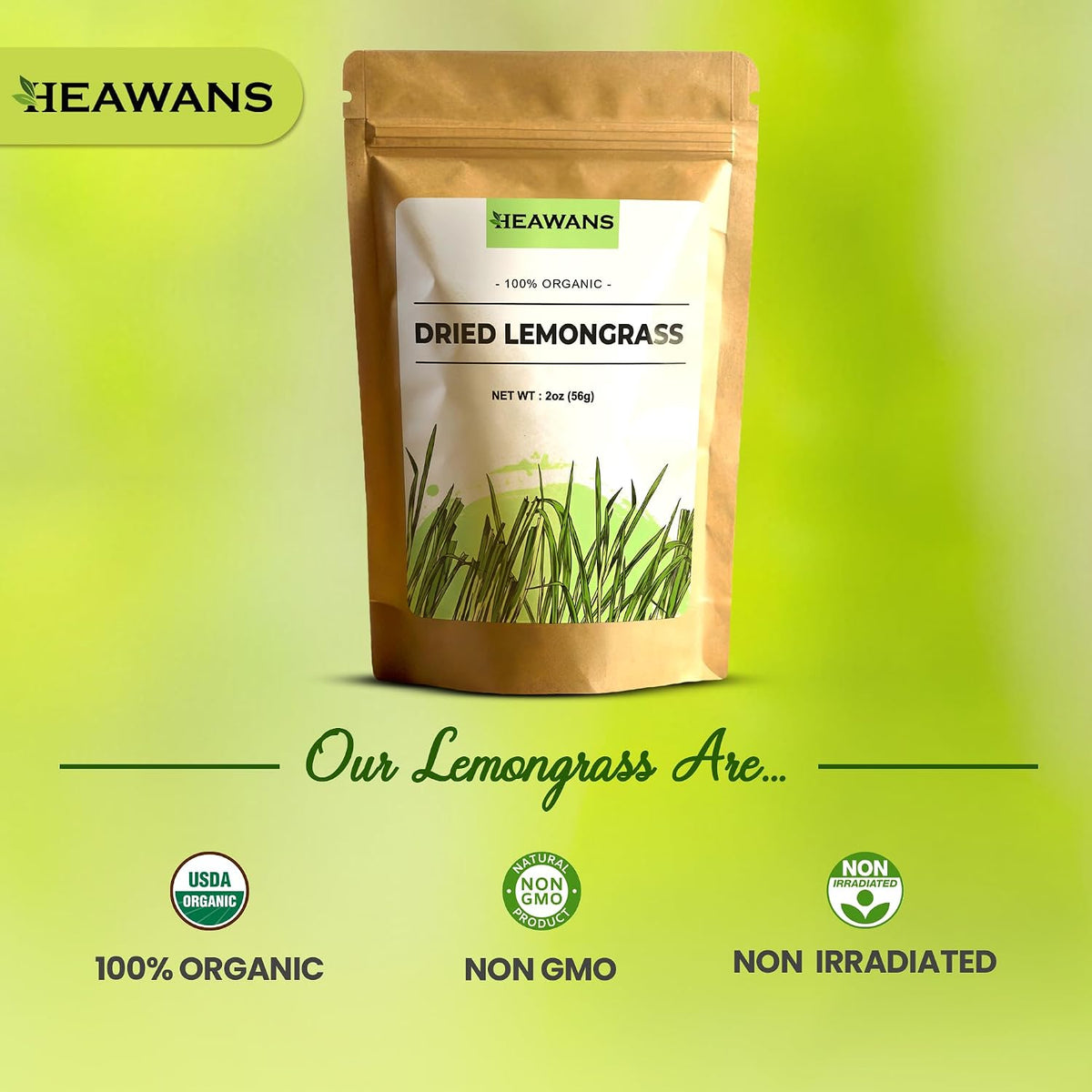 Organic Dried Lemongrass Cut 2 Oz / 56G