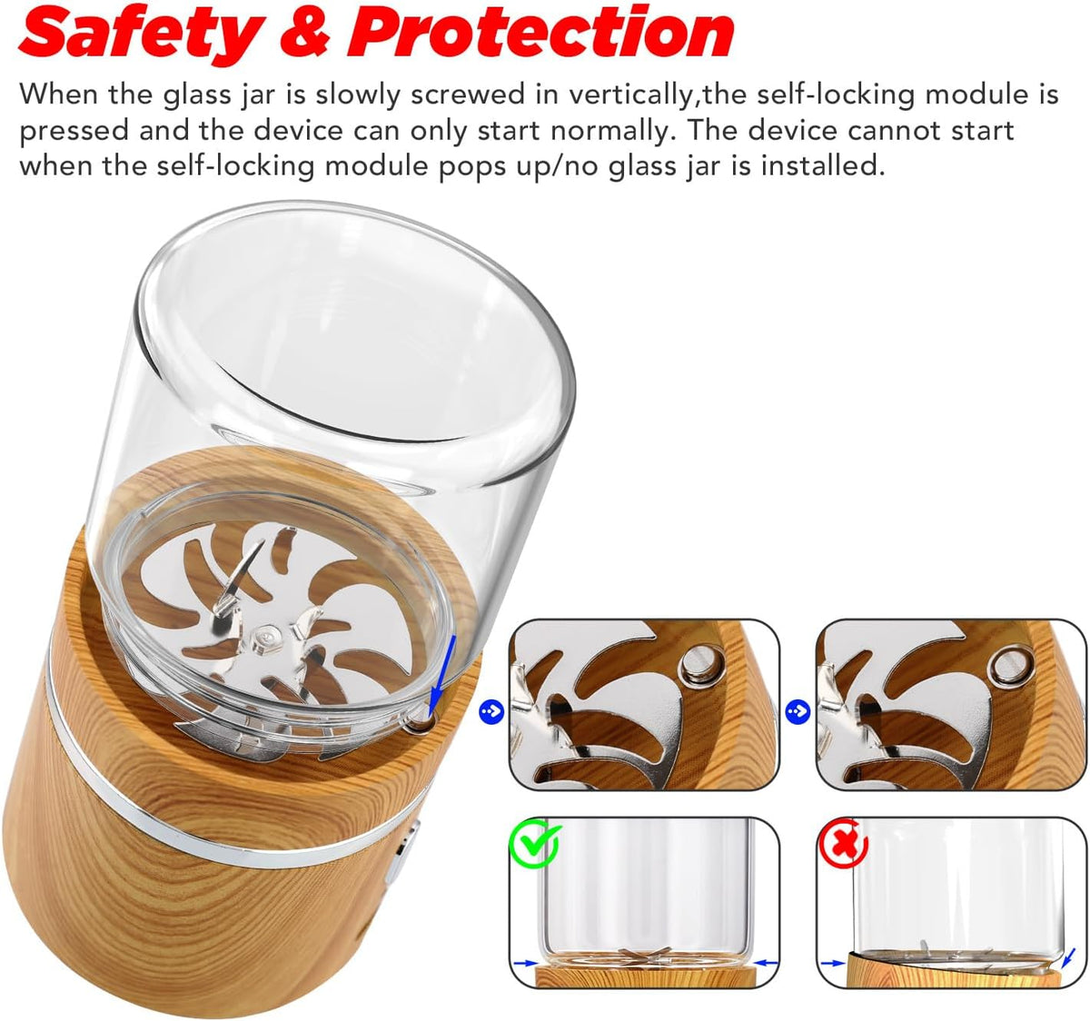 Electric Grinder Spice Crusher Rechargeable Mini Size 2" X 3.5" with 2PCS 1.7Oz/50Ml Glass Jar, Electric Herb Pill Grinder