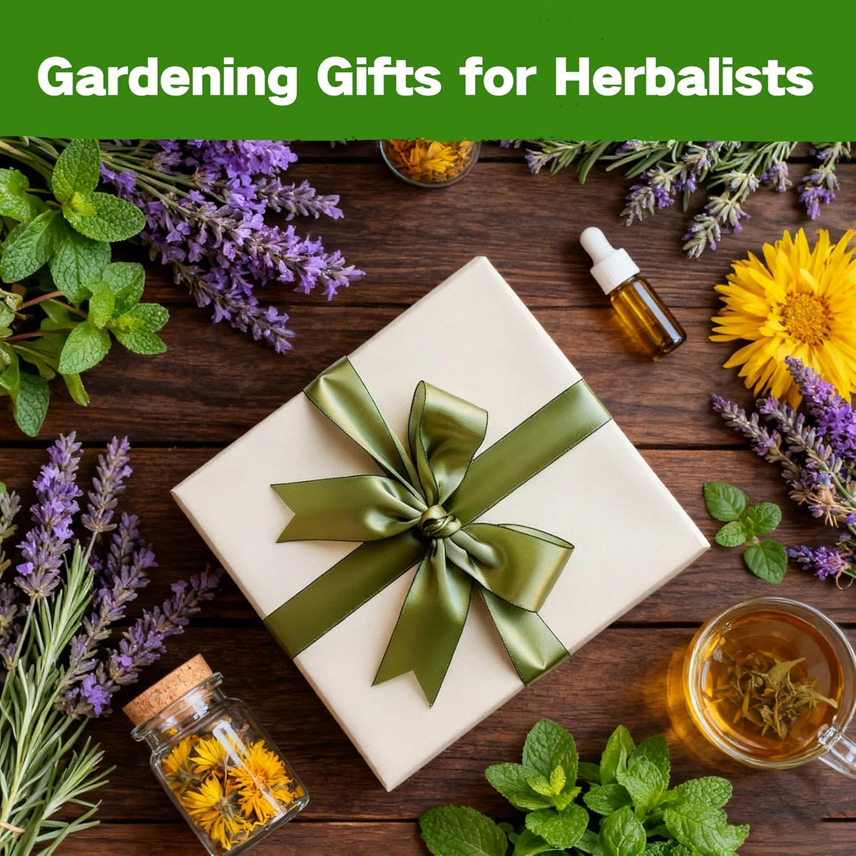 Lush&Dew Ancestral Apothecary Medicinal Tea Herb Seed Chest, Gardening Gift