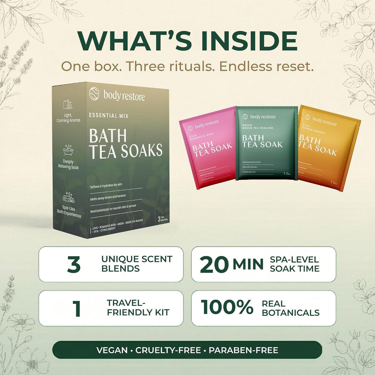Bath Tea Soaks Birthday Gift for Women & Men - Variety 3 Pack